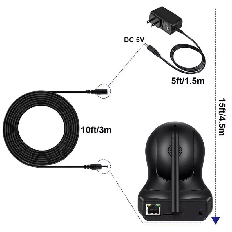 DC 12V CCTV Camera Extension Cable 3/5/10/15/20/30 Meters 5.5mmx2.1mm