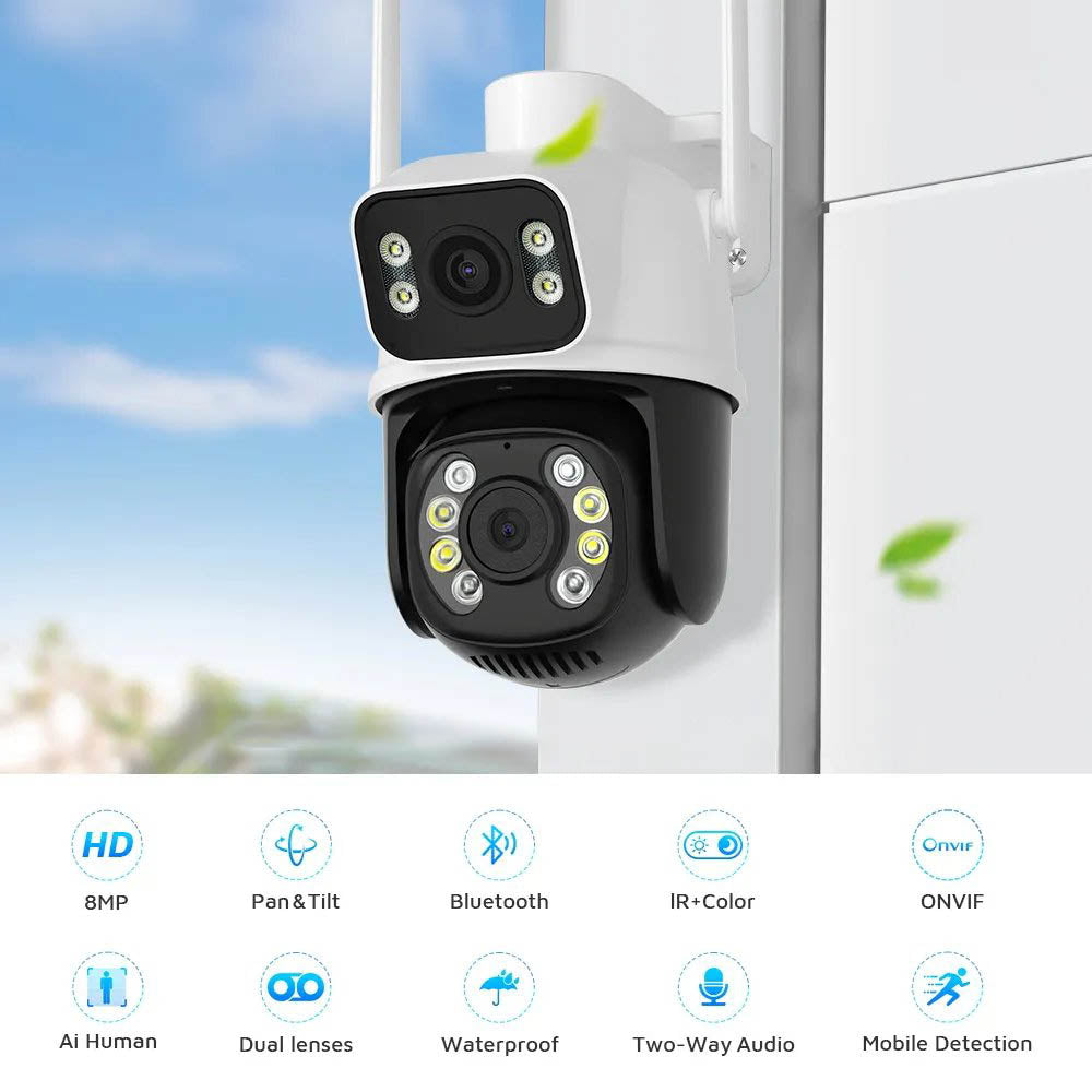 BESDER 4K 8MP Dual Lens PTZ WiFi Security Surveillance CCTV Camera