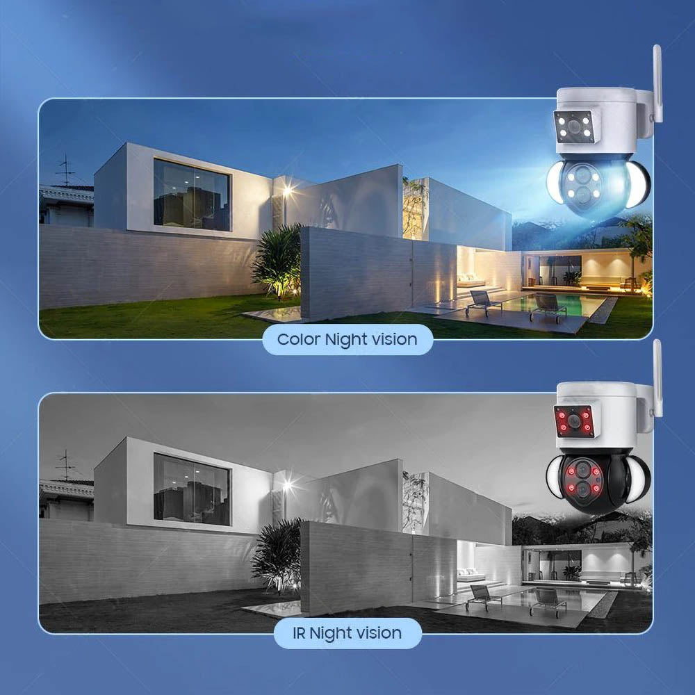 INQMEGA WiFi 4MP 10x Zoom Multiple Lens PTZ Floodlight Security Surveillance Camera