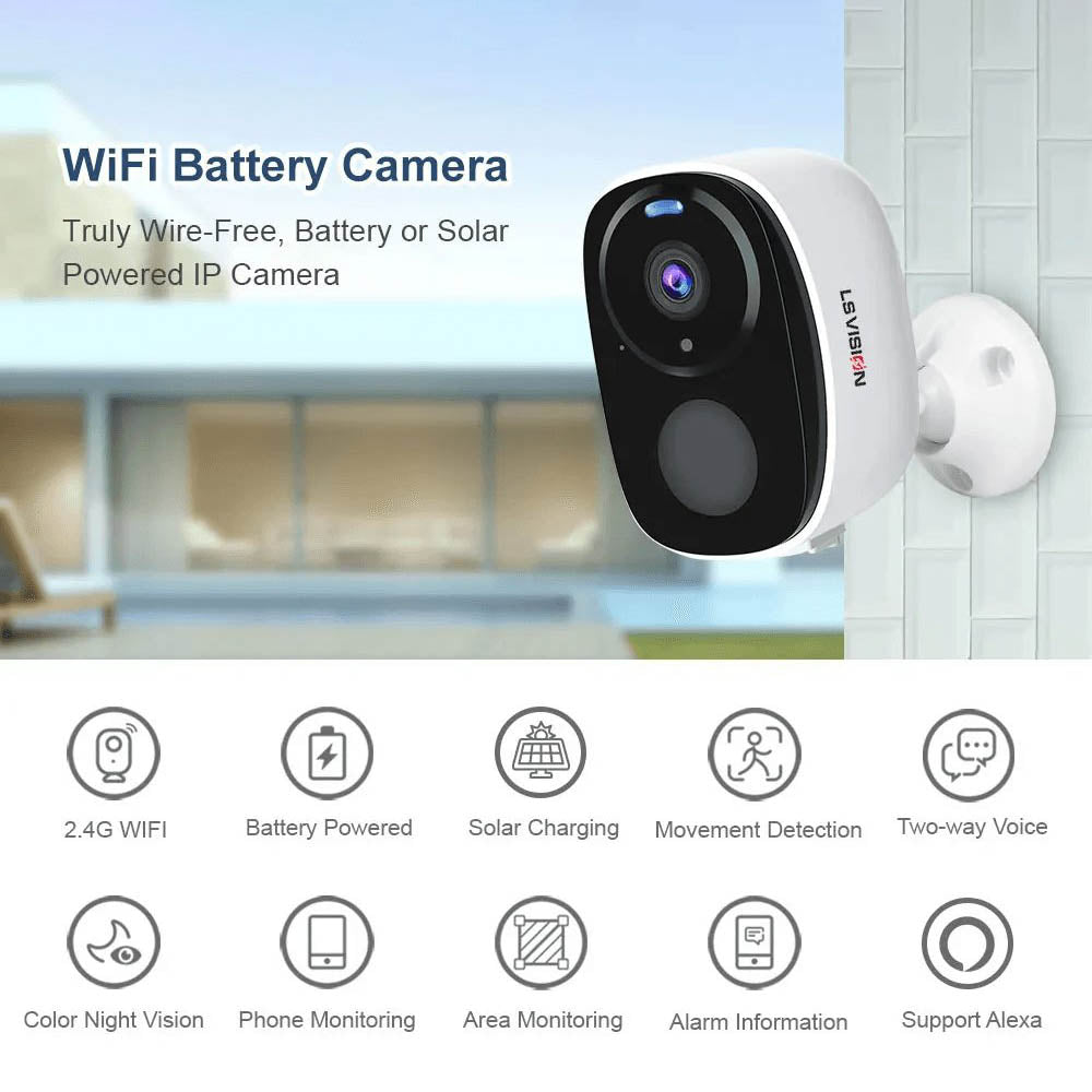 LS VISION 2K Solar Battery WiFi Security Camera