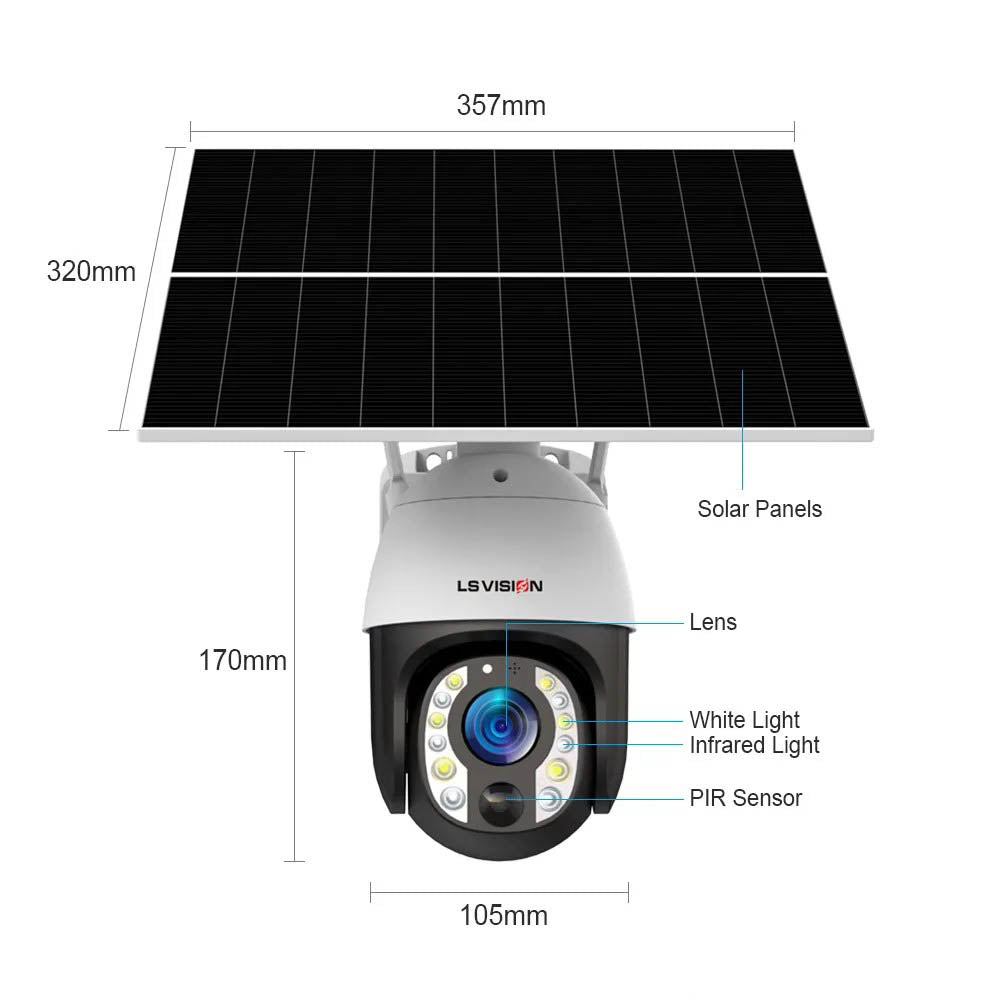 LS VISION 4G 8MP 20W Solar PTZ Surveillance CCTV Camera