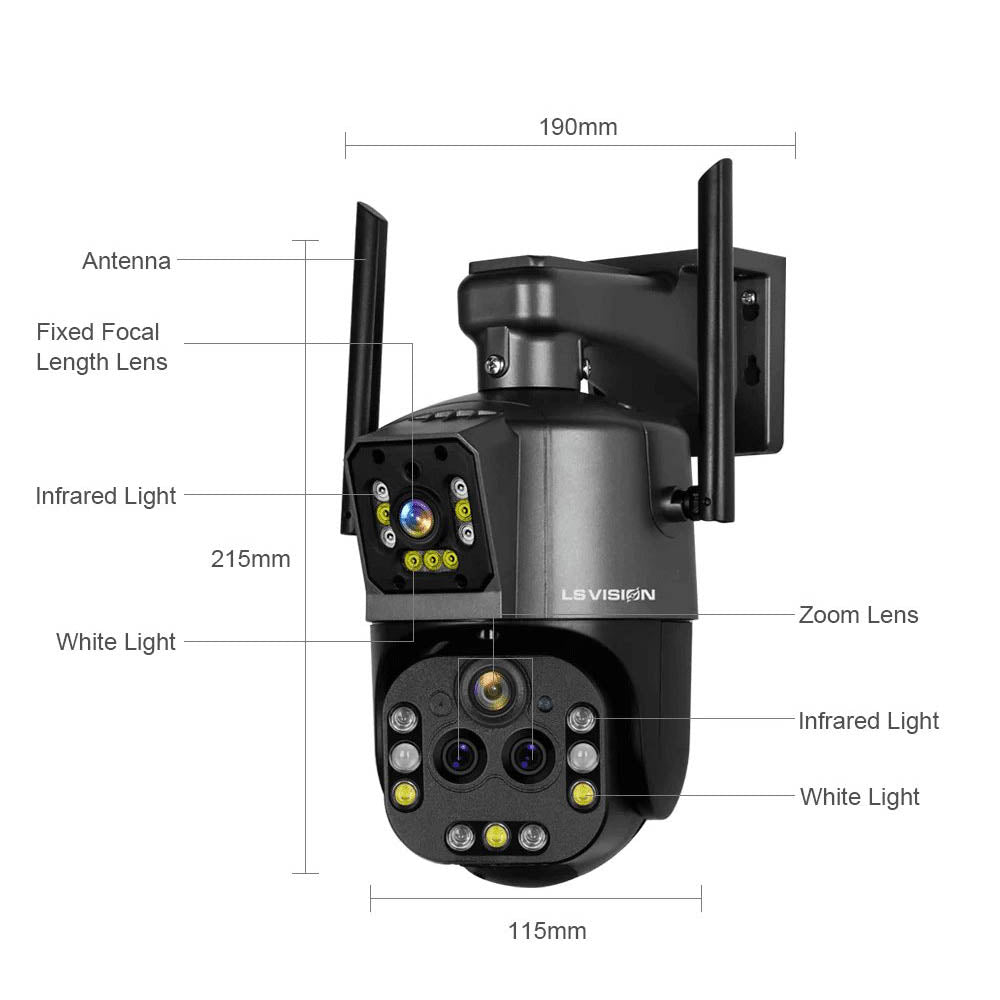 LS VISION 8K 4 Lens WiFi/Ethernet Outdoor PTZ Camera