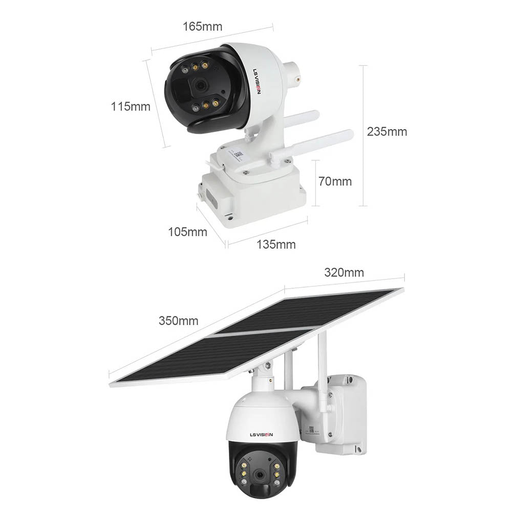 LS VISION Outdoor 20W Solar 1080P 4G PTZ Security Surveillance CCTV Camera