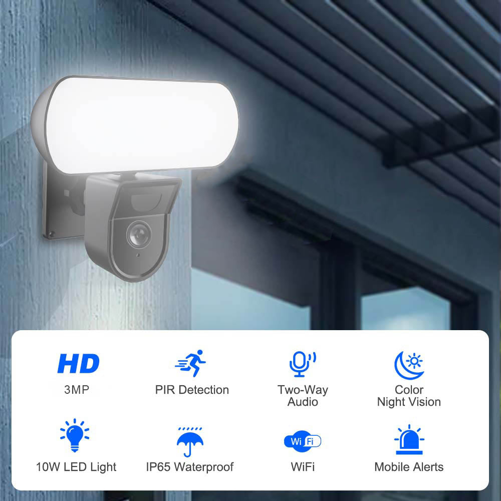 Tuya Smart 3MP Floodlight WiFi Security Surveillance CCTV Camera