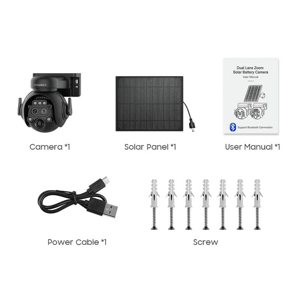 INQMEGA 8MP Dual Lens 4G/WiFi Solar Power CCTV Camera