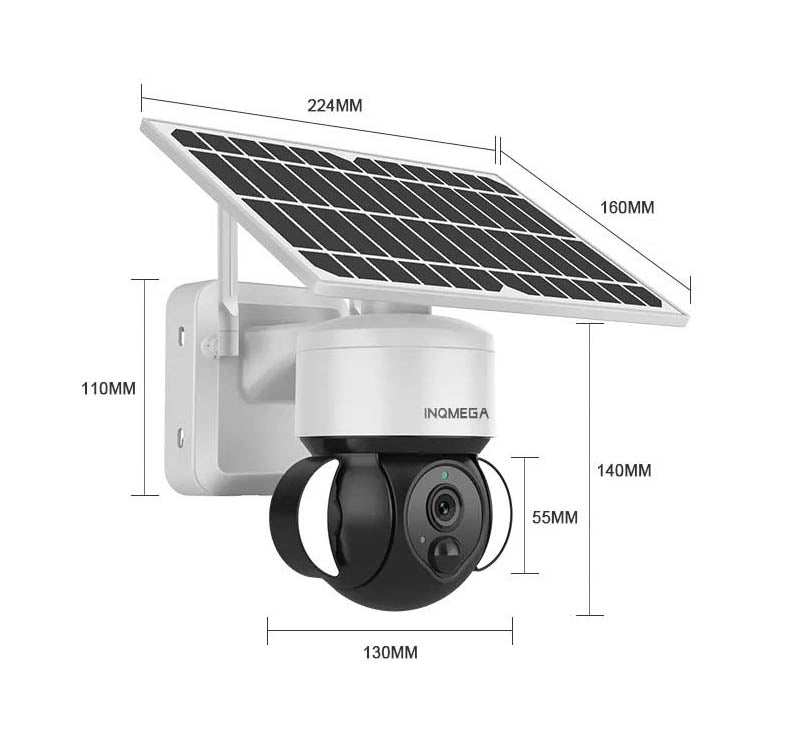 WiFi/4G 3MP Solar Powered Floodlight PTZ Security Surveillance CCTV Camera White