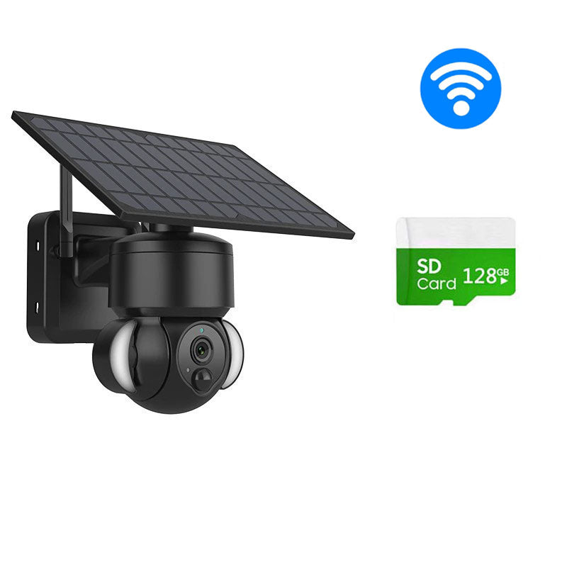 WiFi/4G 3MP Solar Powered Floodlight PTZ Security Surveillance CCTV Camera Black