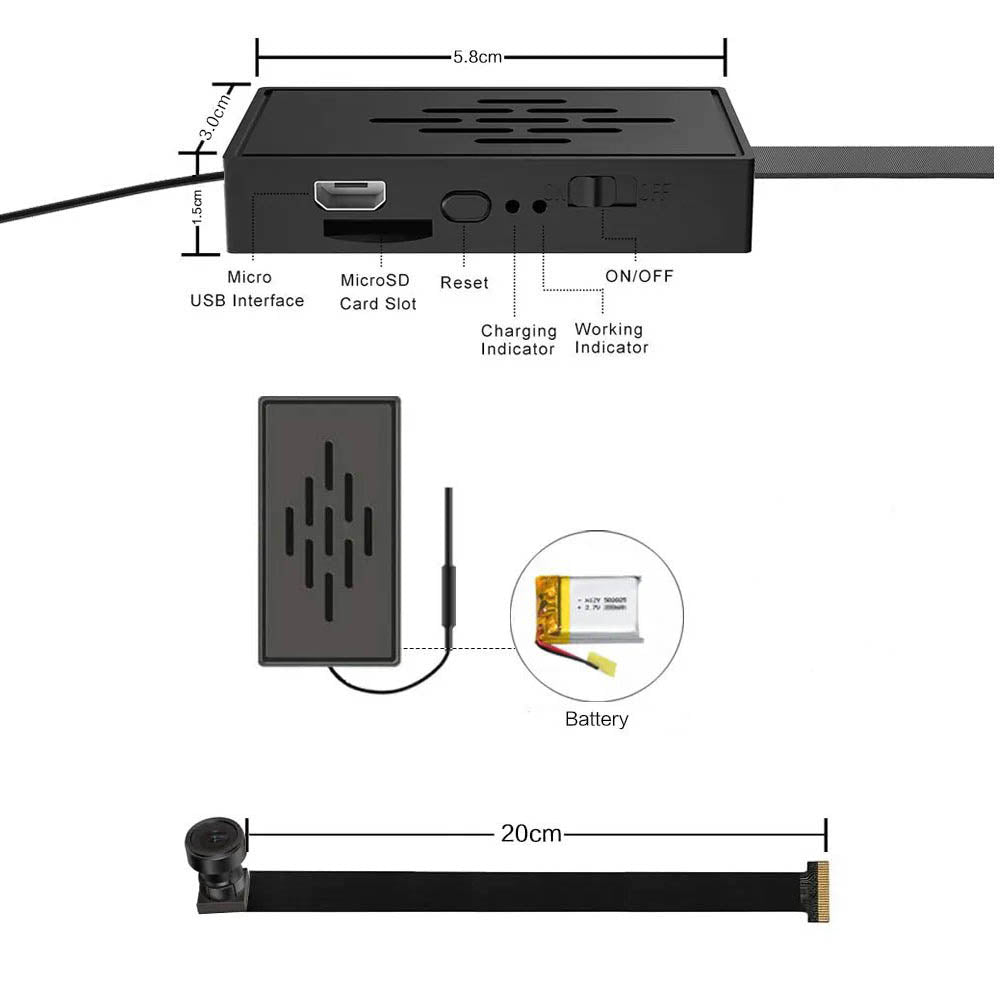 1080P WiFi Hidden Mini Security Surveillance Camera with 600mAh Battery