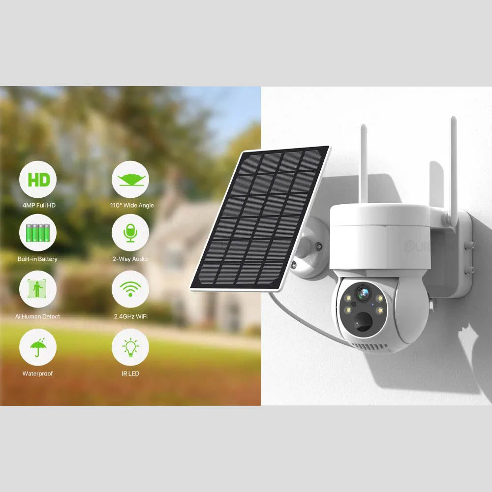 4MP WiFi Outdoor Solar Built-in Battery Security Surveillance CCTV Camera