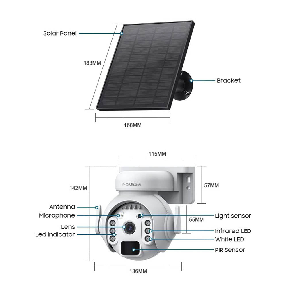 INQMEGA 5MP 4G/WiFi Solar Powered Security Surveillance CCTV Camera