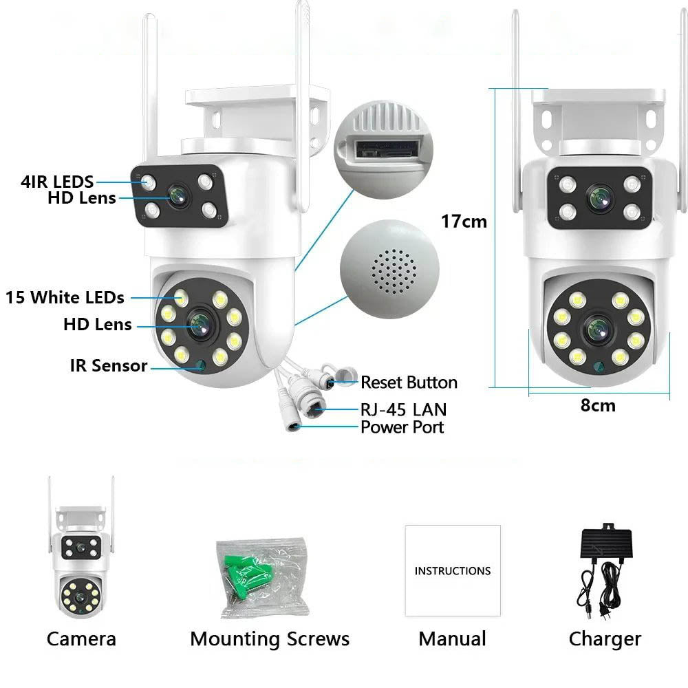 Tuya Smart 4K 8MP Dual Lens PTZ WiFi Security Surveillance CCTV Camera