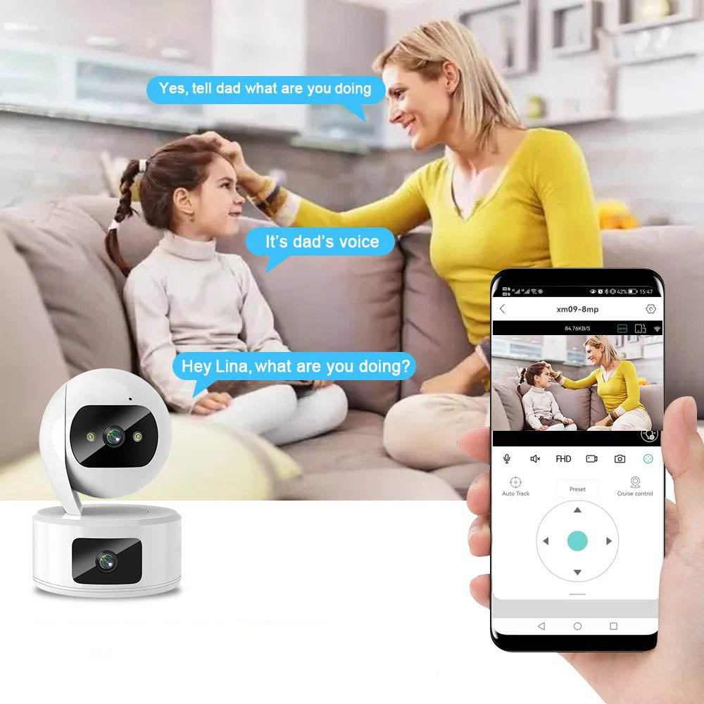 LMAKOOK Indoor 4MP 6MP Dual Lens PTZ Mini WiFi Security Surveillance CCTV Camera