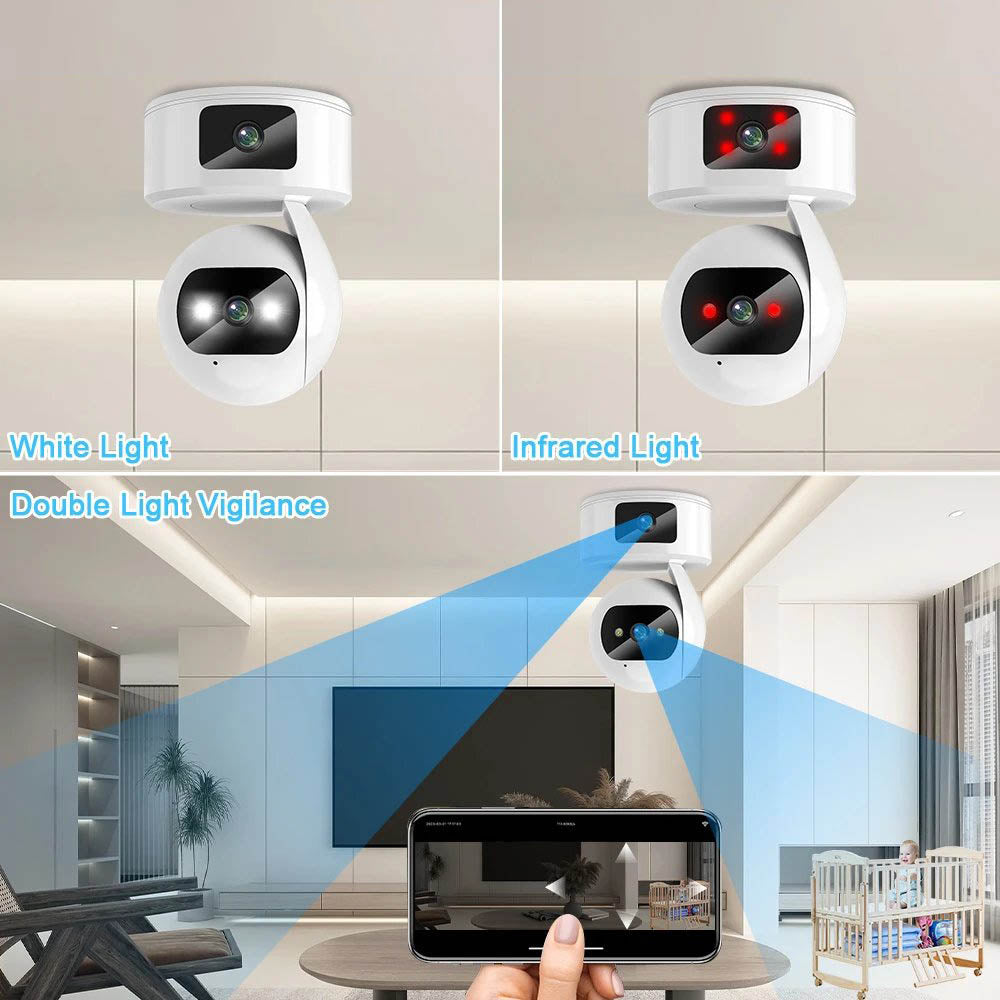 LMAKOOK Indoor 4MP 6MP Dual Lens PTZ Mini WiFi Security Surveillance CCTV Camera