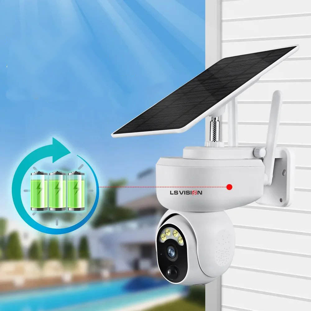 LS VISION 4MP 2K Outdoor Solar 4G/WiFi PTZ Security Surveillance CCTV Camera