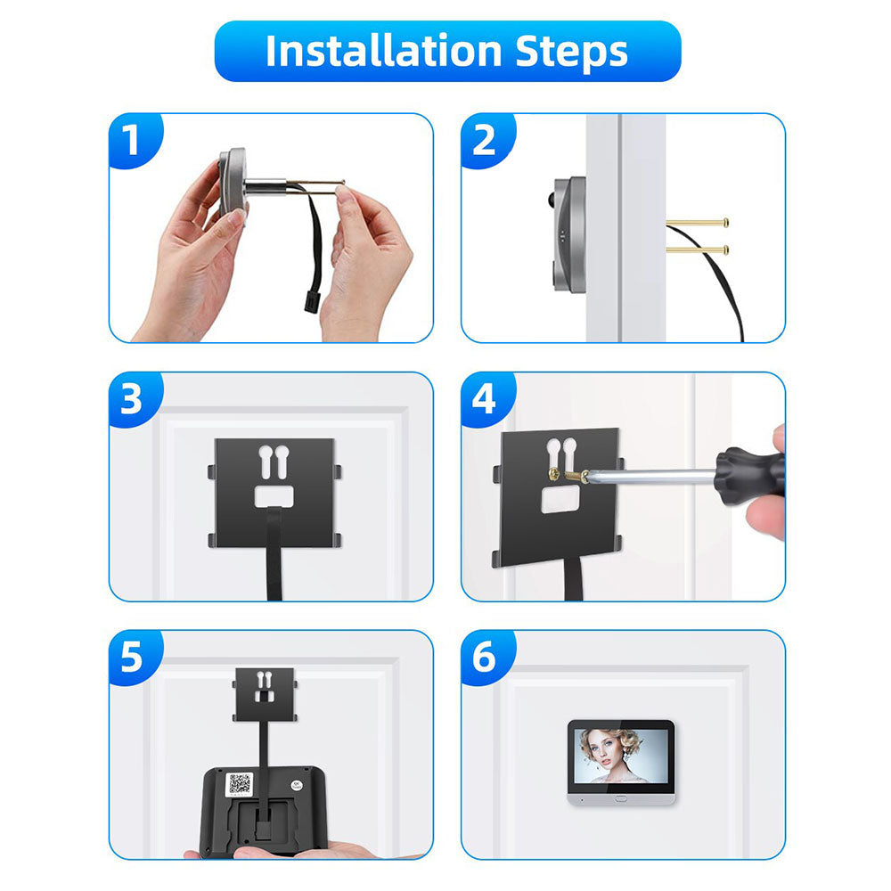 Sectyme Tuya Smart 1080P WiFi Peephole Video Doorbell with 4.3 Inch Screen