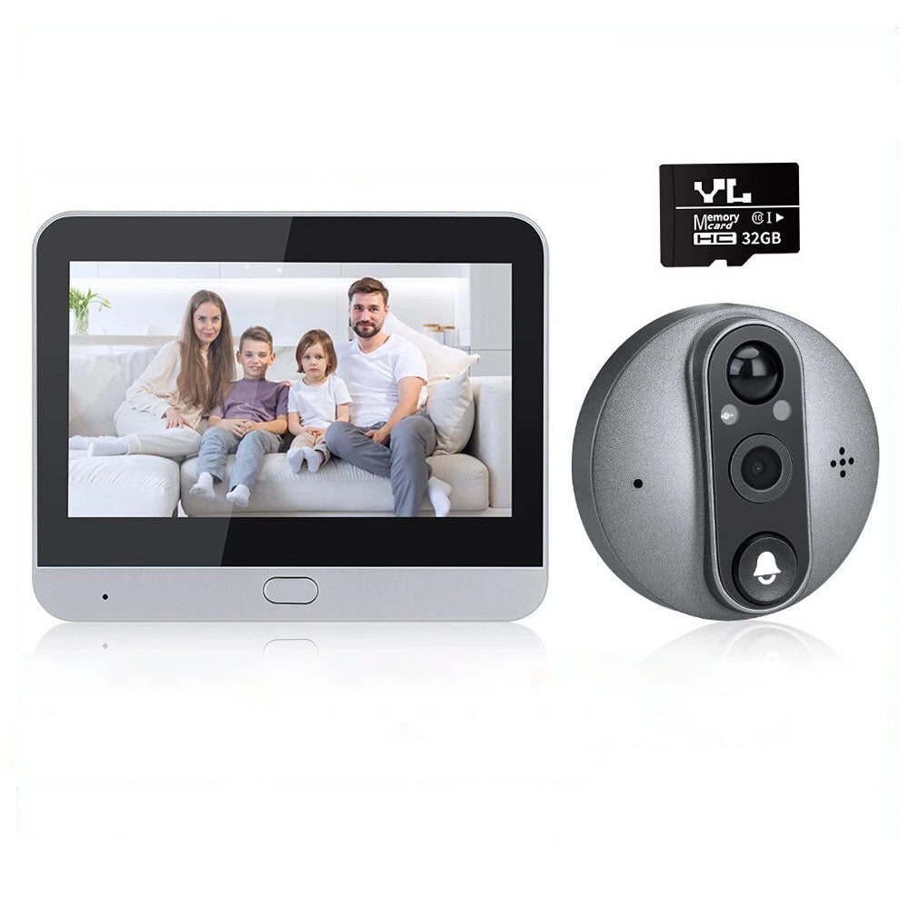 Sectyme Tuya Smart 1080P WiFi Peephole Video Doorbell with 4.3 Inch Screen